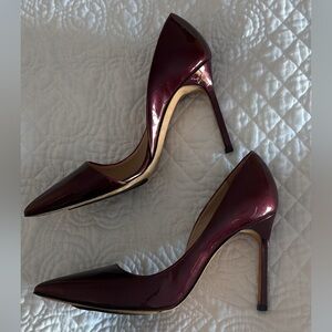 Manolo Blahnik Deep Red Burgundy Patent Heels Pumps